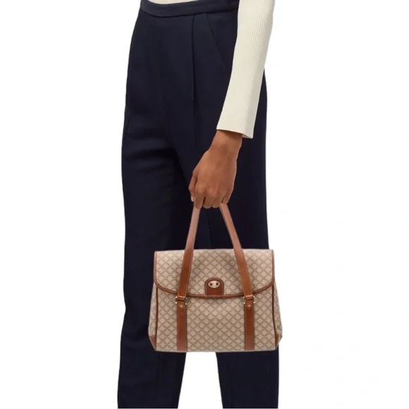 CELINE Vintage Macadam Top handle Bag with COA - Picture 4 of 17